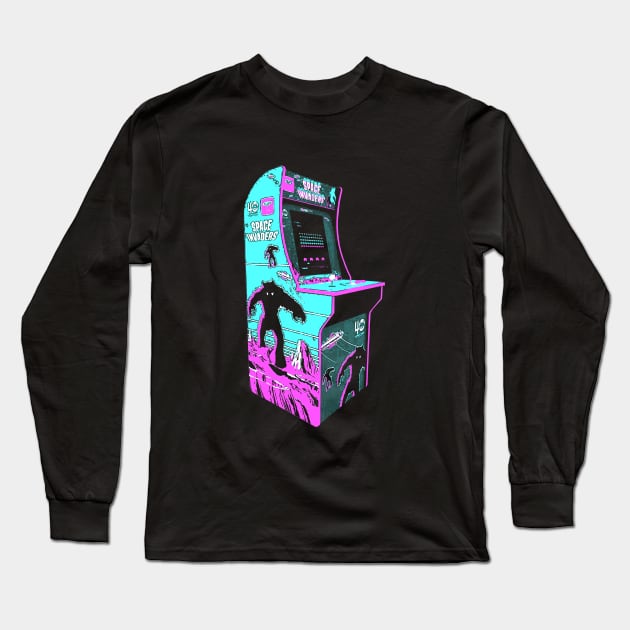 Space Invaders Retro Arcade Game Long Sleeve T-Shirt by C3D3sign